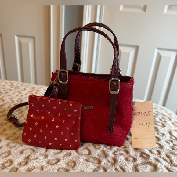 Cecconi Piero Burgundy and Red Mini Crossbody Bag 
Made in Italy. Women’s - Picture 11 of 11